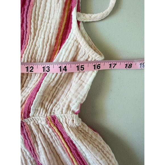 Marine Layer Pink Striped Cotton Gauze Tiered Midi Sun Dress Summer S - Picture 6 of 8